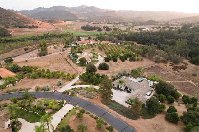 aerial view with a rural view and a mountain view