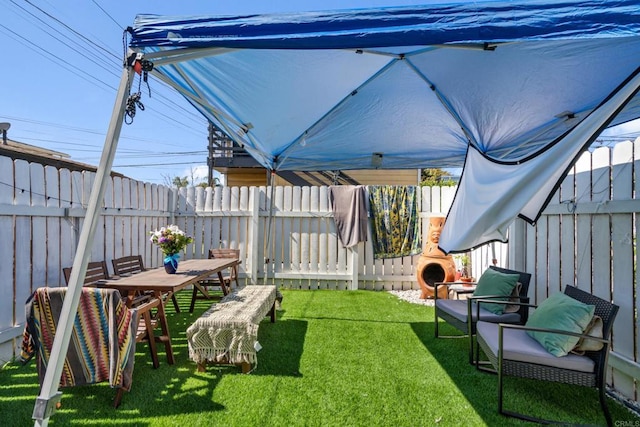 view of yard featuring a fenced backyard