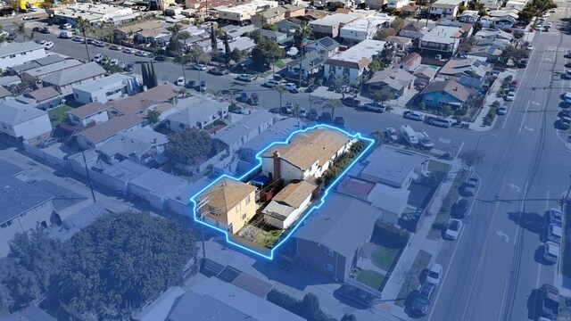 381214 36th St, San Diego, CA 92104 - aerial perspective of suburban area featuring property parcel outlined