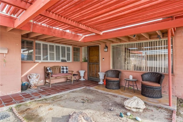 view of patio / terrace featuring a pergola