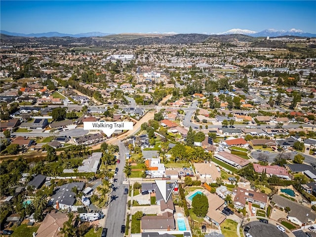 bird's eye view with a mountain view and a residential view