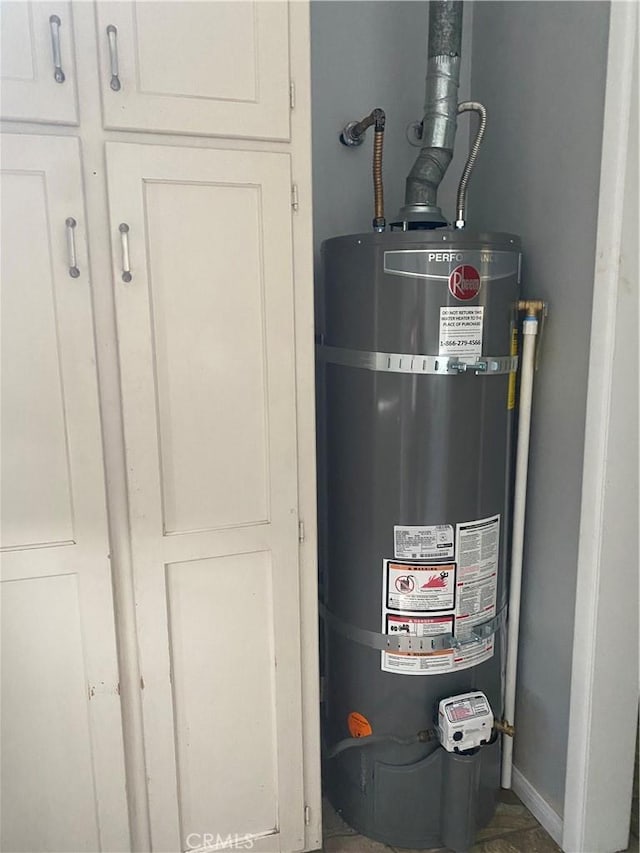 utility room with strapped water heater