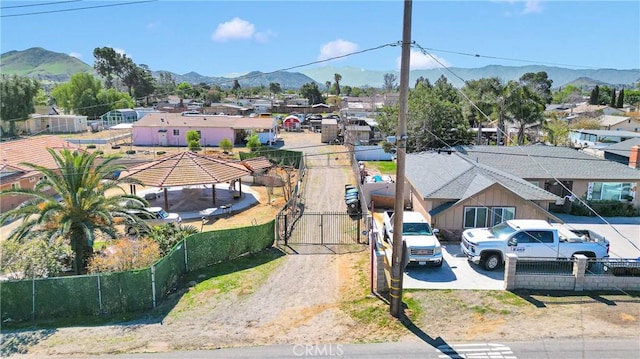 bird's eye view with a residential view and a mountain view