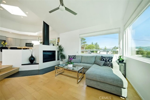 1735 Spencer St, Cambria, CA 93428 - living room with plenty of natural light, recessed lighting, ceiling fan, and wood finished floors