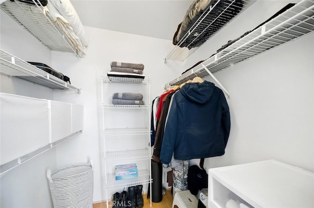 spacious closet with wood finished floors