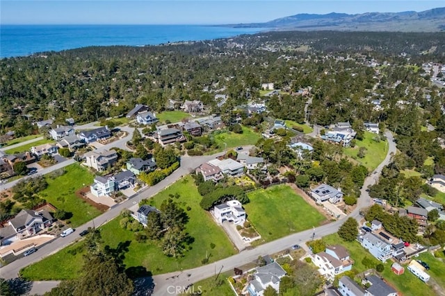 birds eye view of property with a residential view and a water view