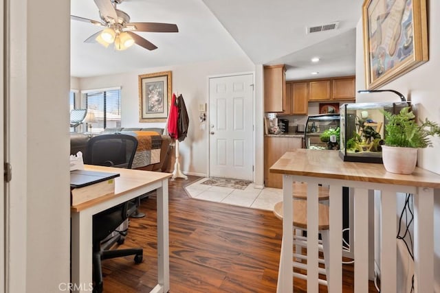 1335 Massachusetts Ave Unit 202, Riverside, CA 92507 - office area with ceiling fan, light wood finished floors, and recessed lighting