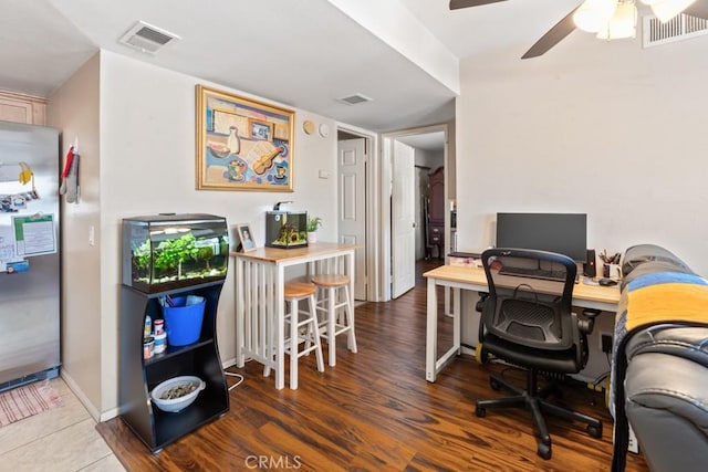 1335 Massachusetts Ave Unit 202, Riverside, CA 92507 - office area with ceiling fan and wood finished floors