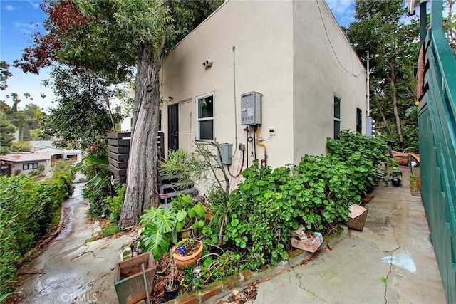 view of home's exterior featuring stucco siding