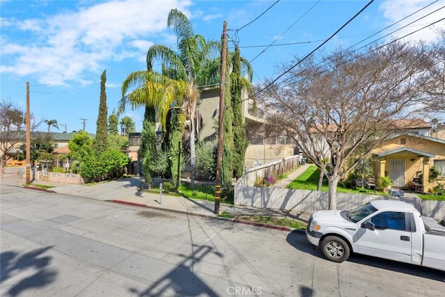 view of street featuring sidewalks and curbs