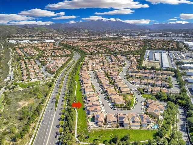 aerial view with a residential view and a mountain view