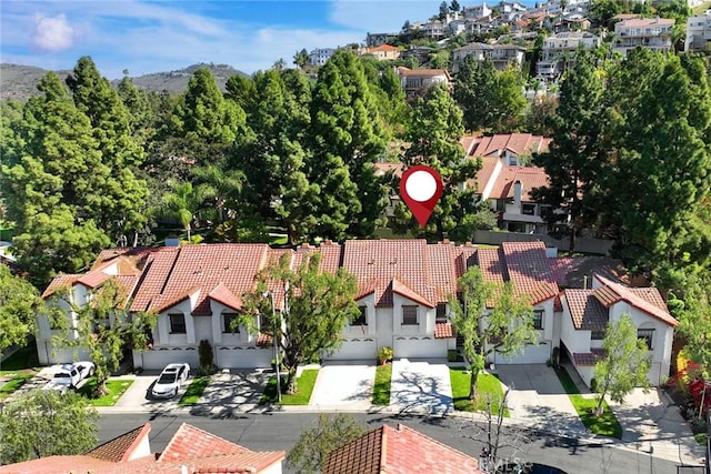 aerial view with a residential view