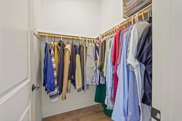 spacious closet with wood finished floors