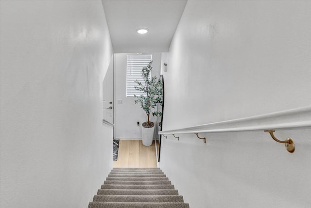 staircase with wood finished floors