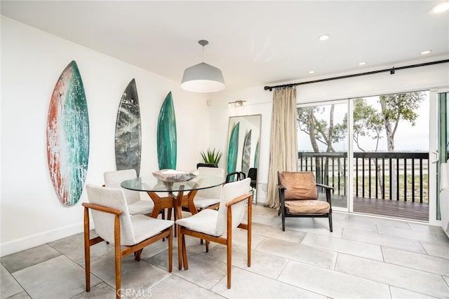 1222 Las Arenas Way Unit 23, Costa Mesa, CA 92627 - dining room featuring light tile patterned floors, baseboards, and recessed lighting