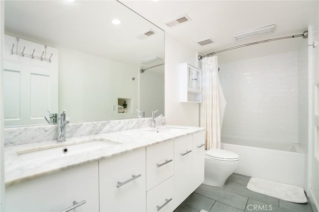 1222 Las Arenas Way Unit 23, Costa Mesa, CA 92627 - full bathroom with visible vents, a sink, double vanity, and toilet