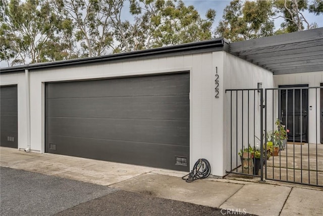 garage with a gate