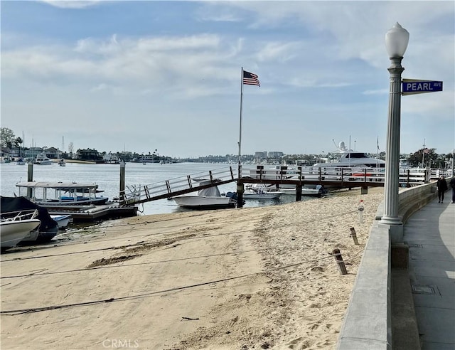 view of dock featuring a water view