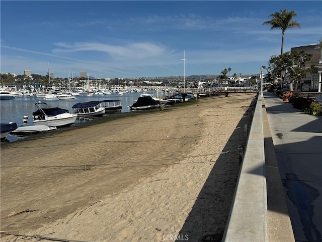 view of road with a water view