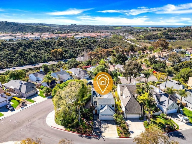 aerial view with a residential view