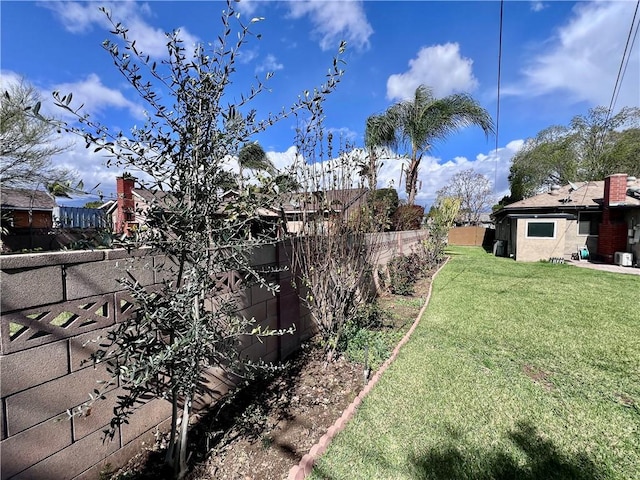 view of yard featuring a fenced backyard