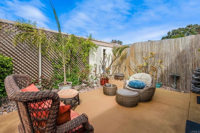 view of patio / terrace featuring a fenced backyard