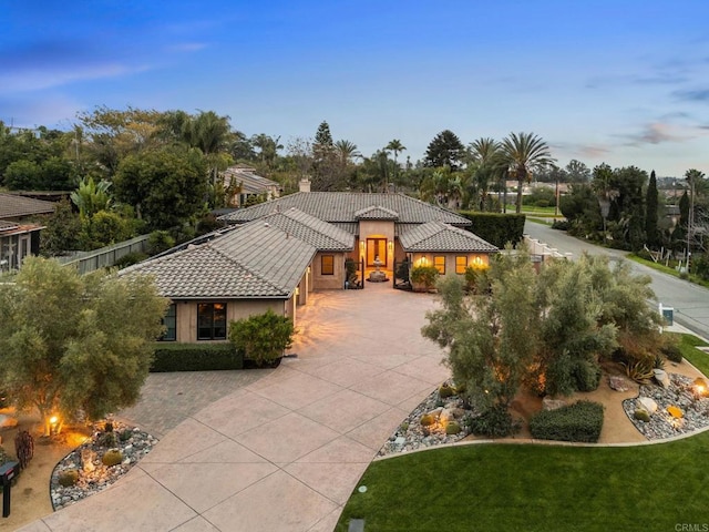 exterior space with curved driveway