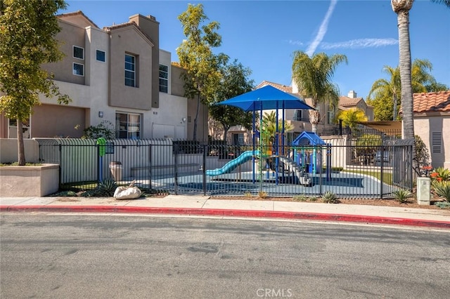 communal playground with fence