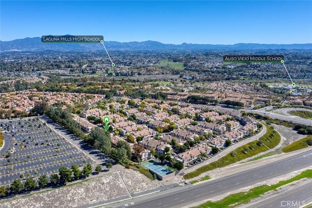 aerial view with a mountain view