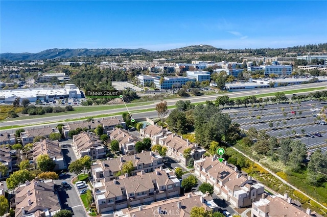 aerial view with a mountain view