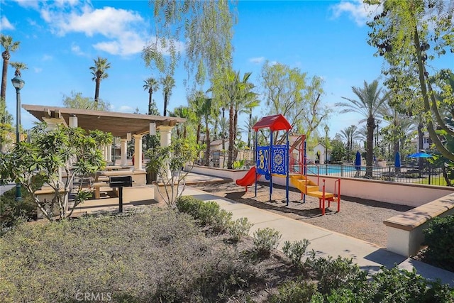 communal playground with fence