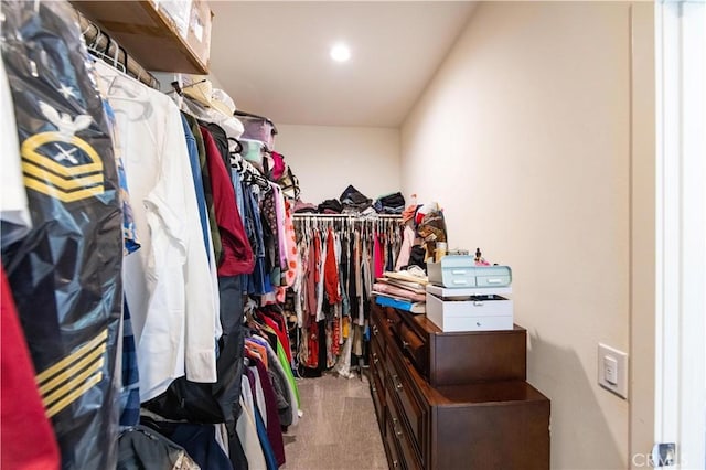 spacious closet with carpet flooring