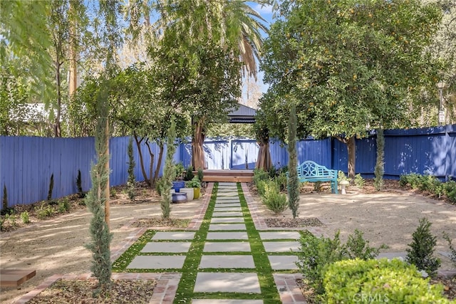 view of yard with a fenced backyard