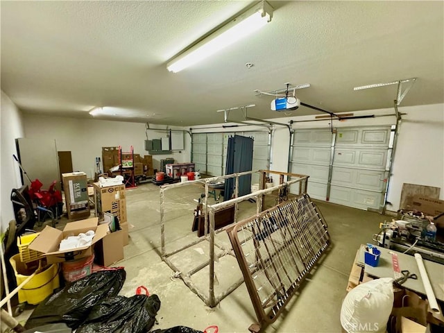 garage with a garage door opener