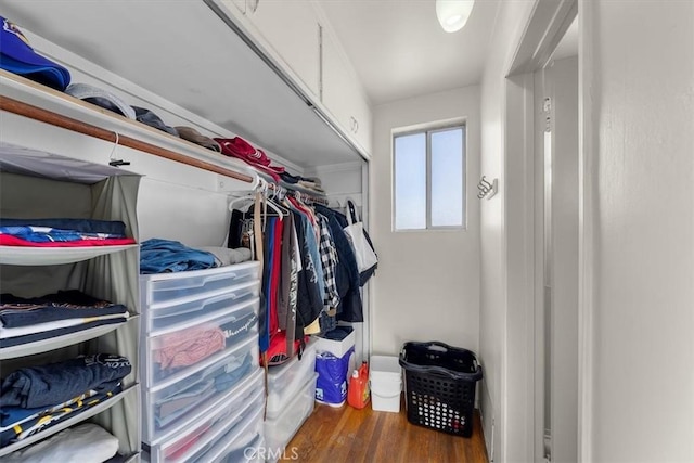 spacious closet with wood finished floors