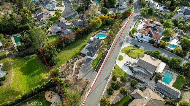 bird's eye view with a residential view