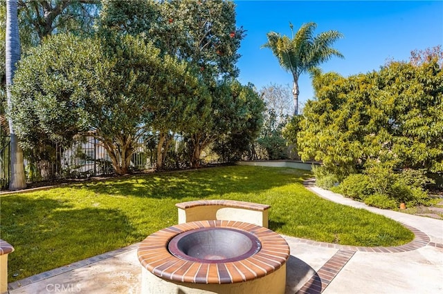 view of yard with a patio area and fence