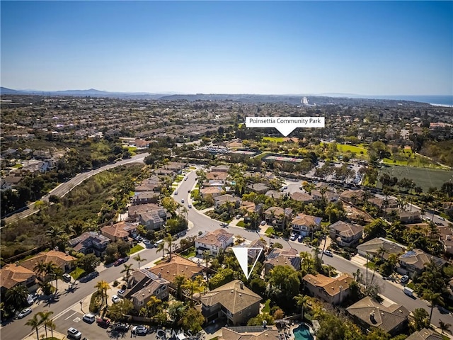 aerial view with a residential view