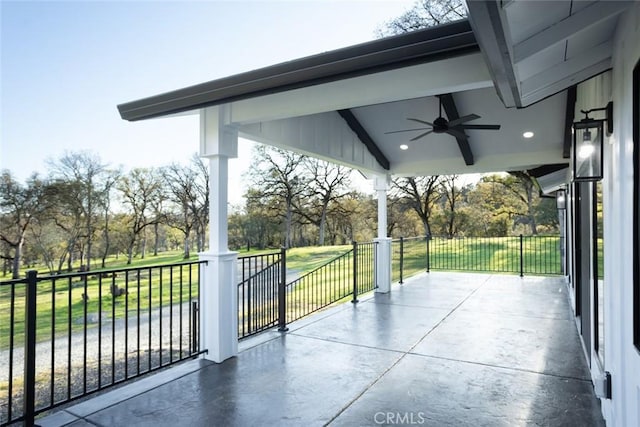 view of patio / terrace with a ceiling fan