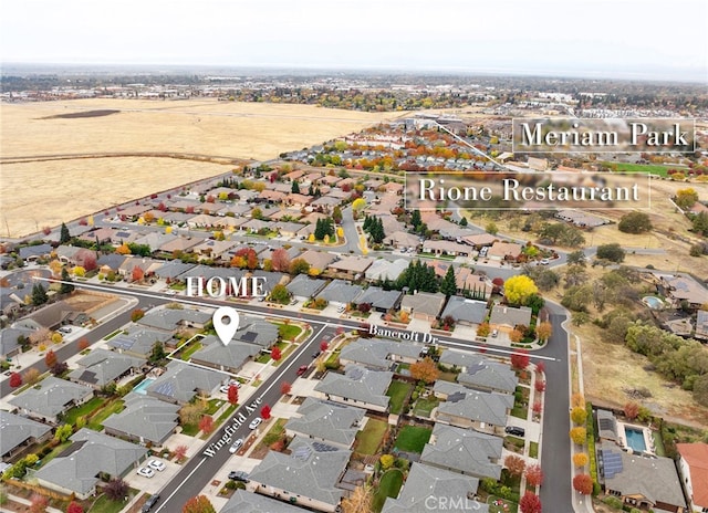 bird's eye view featuring a residential view