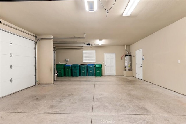 garage with secured water heater