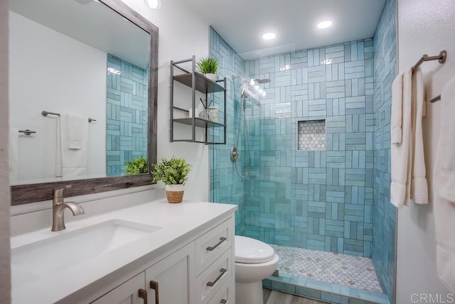 4197 Tiberon Dr, Oceanside, CA 92056 - bathroom with vanity, toilet, and walk in shower