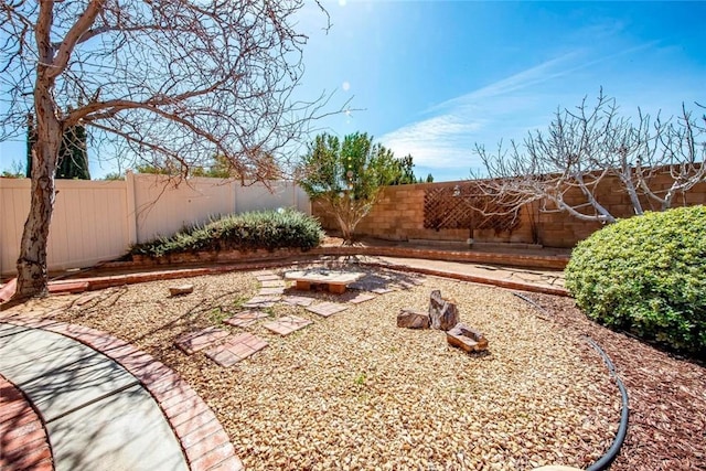 view of yard featuring a fenced backyard