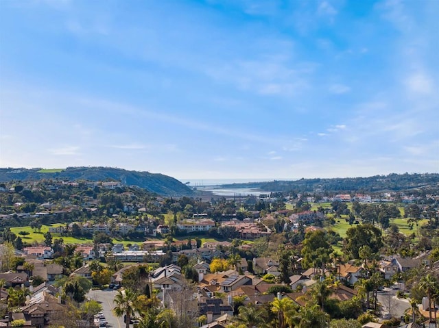 bird's eye view featuring a mountain view and a residential view