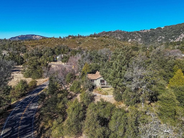 property view of mountains featuring a forest view