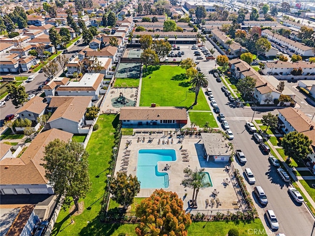 aerial view with a residential view