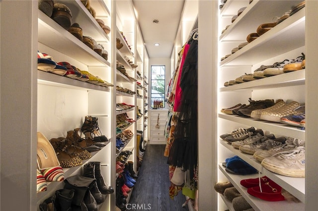 spacious closet with wood finished floors