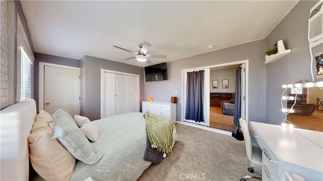 bedroom featuring ceiling fan and carpet flooring