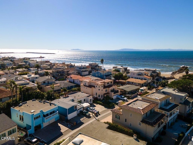 aerial view featuring a residential view and a water view