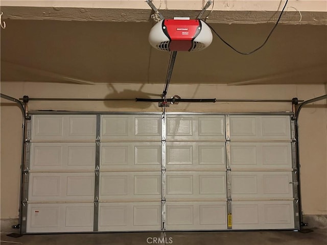 garage with a garage door opener